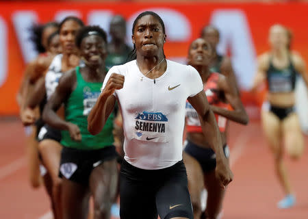 FILE PHOTO: Athletics - Diamond League - Monaco - Stade Louis II, Monaco - July 20, 2018 South Africa's Caster Semenya wins the Women's 800m REUTERS/Eric Gaillard/File Photo