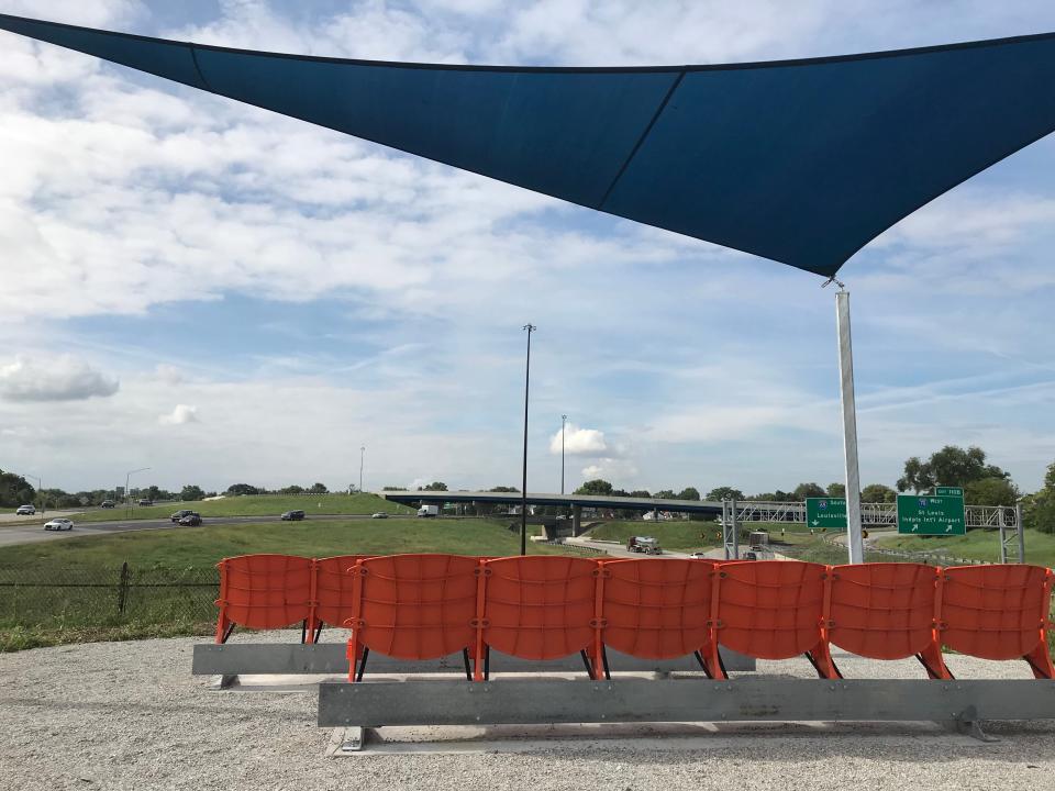 "The Idle: A Point of View" is a grassy public spot where visitors can watch highway traffic pass.