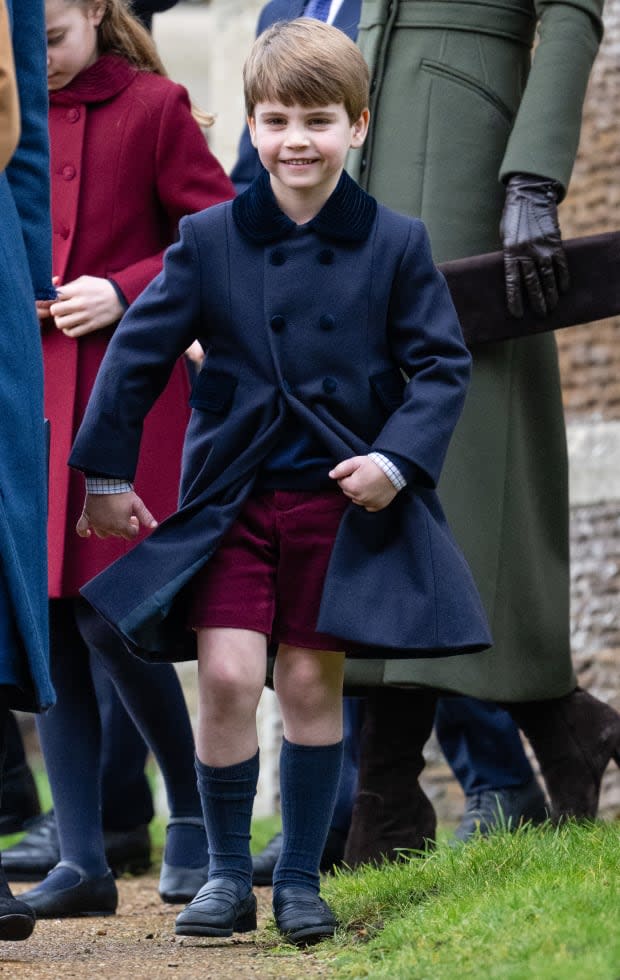 SANDRINGHAM, NORFOLK - DECEMBER 25: Prince Louis attends the Christmas Day service at Sandringham Church on December 25, 2022 in Sandringham, Norfolk. King Charles III ascended to the throne on September 8, 2022, with his coronation set for May 6, 2023. (Photo by Samir Hussein/WireImage)<p><a href="https://www.gettyimages.com/detail/1452328247" rel="nofollow noopener" target="_blank" data-ylk="slk:Samir Hussein/Getty Images;elm:context_link;itc:0;sec:content-canvas" class="link ">Samir Hussein/Getty Images</a></p>
