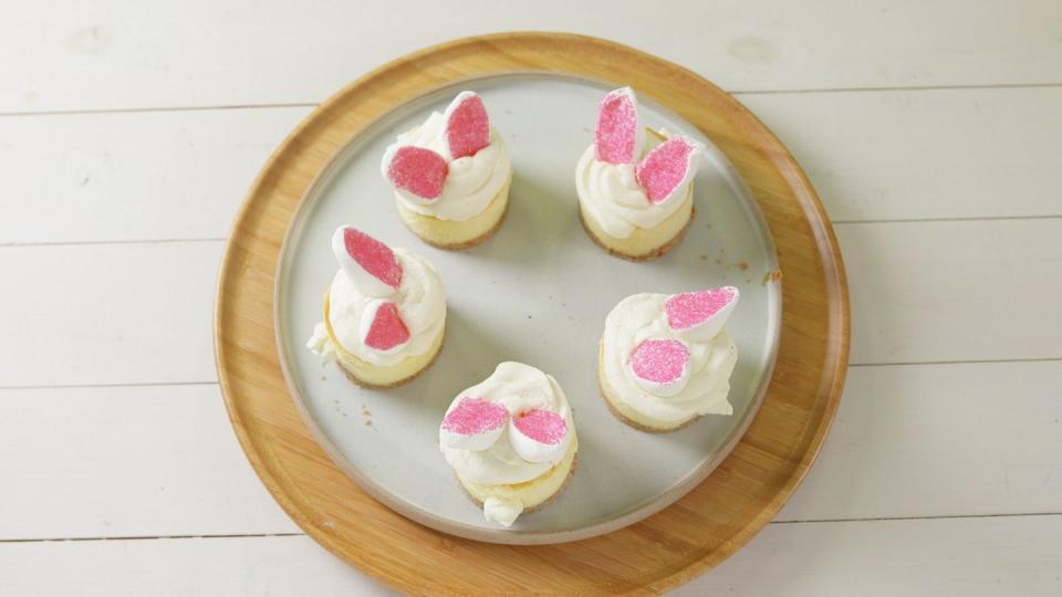 <p>No bunny will believe these little no-bake mini cheesecakes took less than 10 minutes to make. </p><p>Get the <a href="https://www.womansday.com/food-recipes/food-drinks/a54240/easy-bunny-cheesecakes-best-easter-desserts/" rel="nofollow noopener" target="_blank" data-ylk="slk:Easy Bunny Cheesecakes recipe;elm:context_link;itc:0;sec:content-canvas" class="link "><strong>Easy Bunny Cheesecakes recipe</strong></a>.</p>