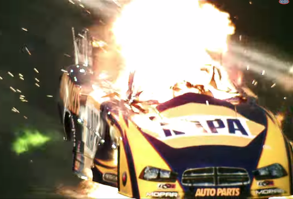 Drag racer fire