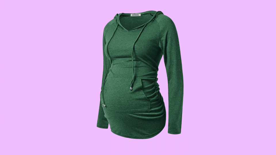 This maternity hoodie is perfect for fall.