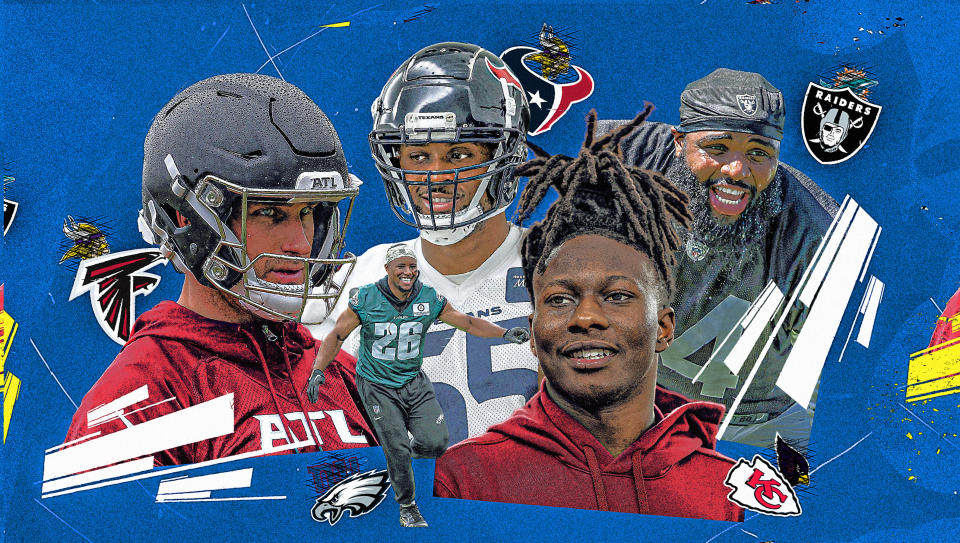 Here are five familiar faces in new places to watch as NFL training camp gets into full swing. (Grant Thomas/Yahoo Sports)