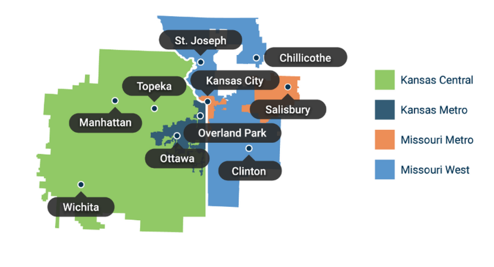 Evergy, formerly Westar Energy and KCP&L, has four service areas across Kansas and Missouri.