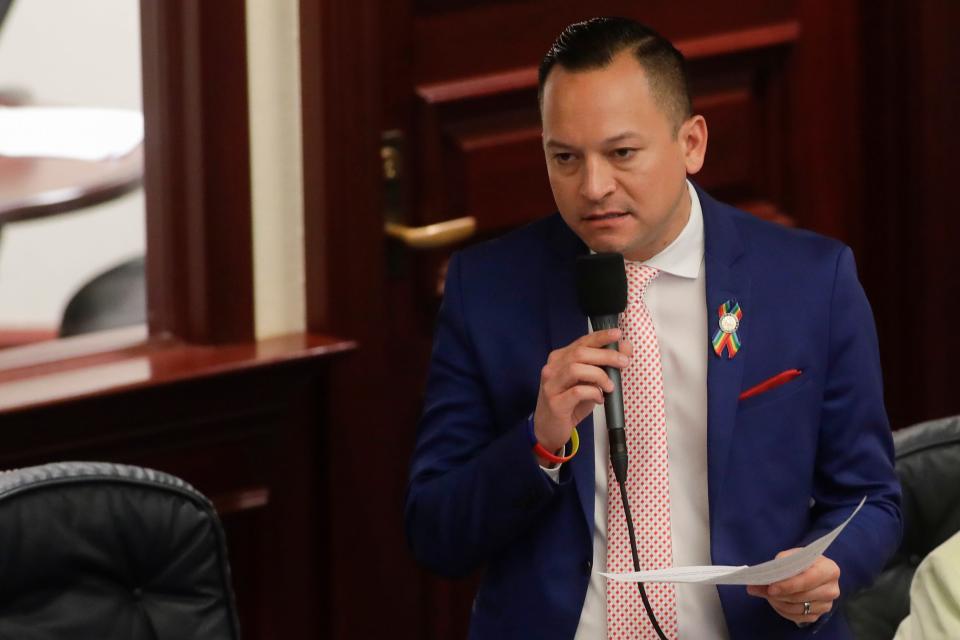 Rep. Carlos Guillermo-Smith, D- Orlando, speaks from the floor of the Florida House of Representatives Tuesday, April 30, 2019. 