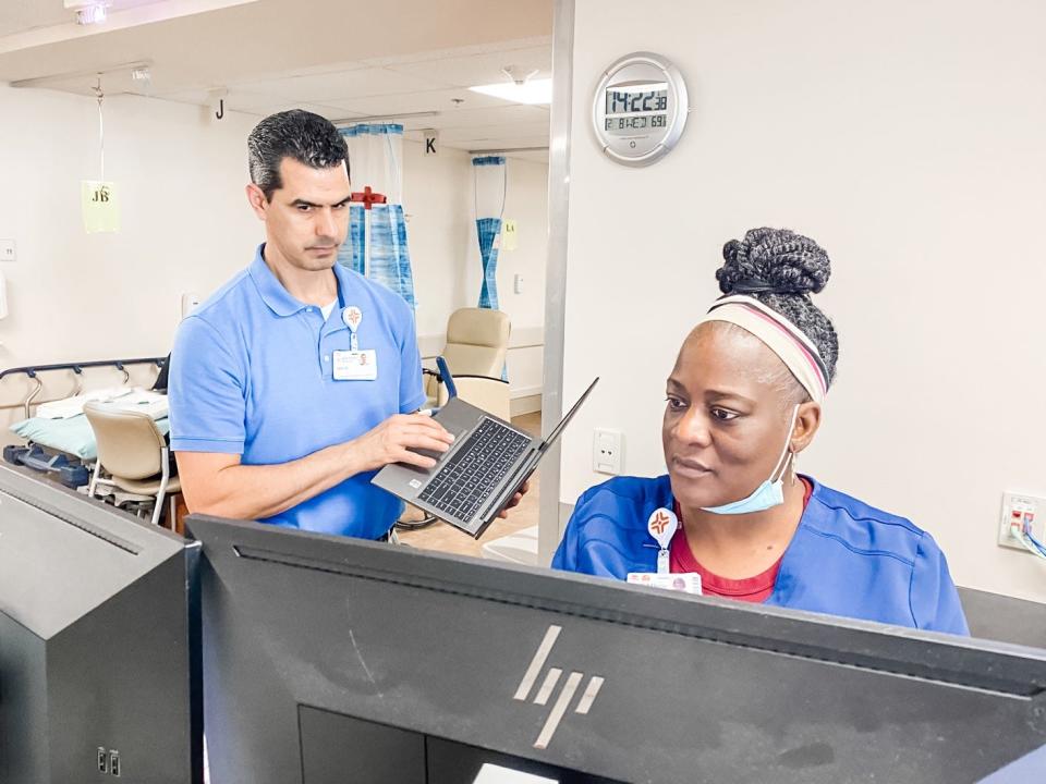 Emergency room staff at HCA Florida Capital Hospital work during a patient surge that began Feb. 2, 2023, in the wake of a cybersecurity incident at Tallahassee Memorial HealthCare.