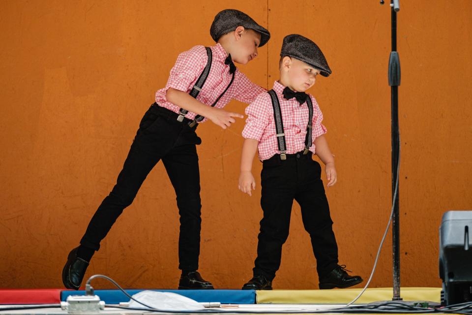 The Enlich Brothers, Michael (left) and Matthew, performed in the talent show during the 2021 First Town Days Festival.