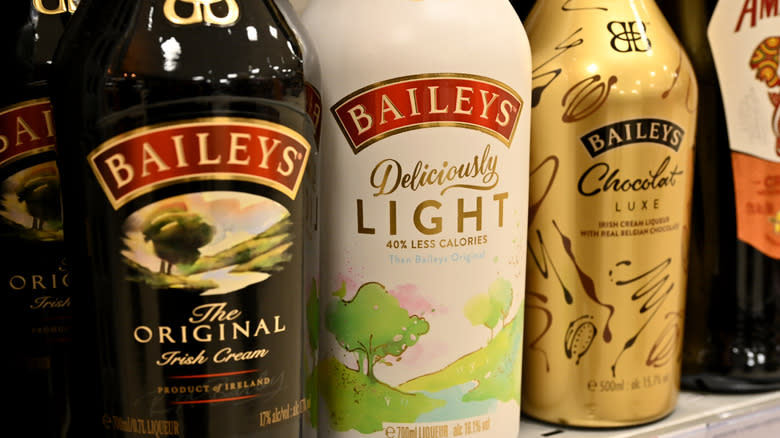 Bottles of Baileys on shelf