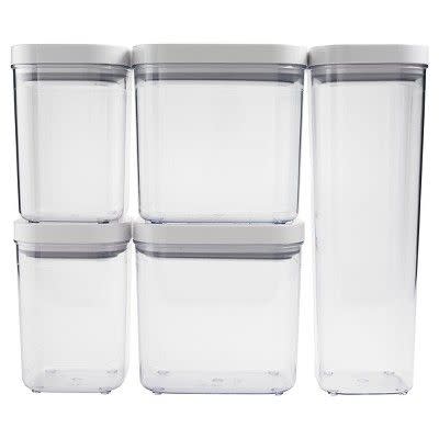 <p><a href="https://go.redirectingat.com?id=74968X1596630&url=https%3A%2F%2Fwww.target.com%2Fp%2Foxo-5-pc-food-storage-canister-set-clear%2F-%2FA-15295140&sref=https%3A%2F%2F" rel="nofollow noopener" target="_blank" data-ylk="slk:Shop Now;elm:context_link;itc:0;sec:content-canvas" class="link ">Shop Now</a></p><p>POP 5-Piece Airtight Food Storage Container Set</p><p>target.com</p><p>$49.99</p>