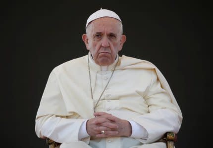 FILE PHOTO: Pope Francis looks on during his pastoral visit in Alessano, southern Italy, April 20, 2018. REUTERS/Max Rossi/File Photo