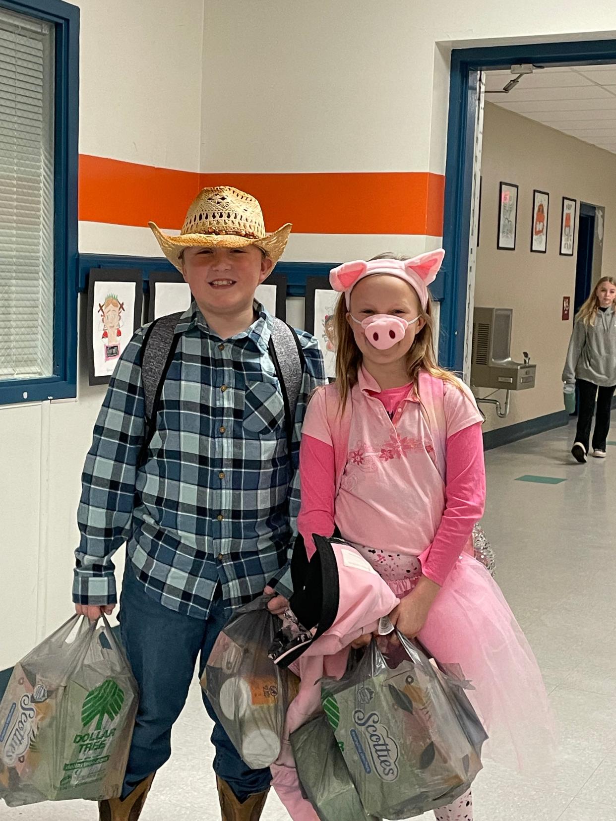 Fourth grade Kiser Elementary School students dressed up for a Charlotte's Web costume contest during Read Across America week.