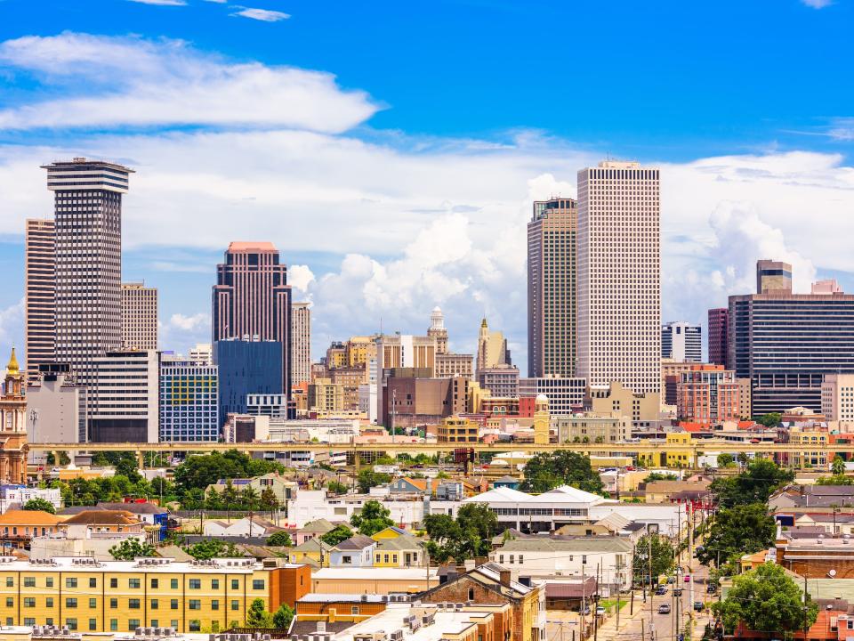 The skyline of downtown New Orleans.