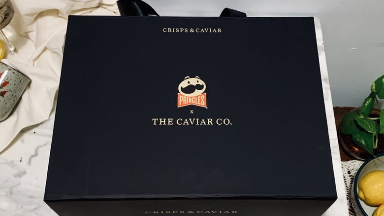 Pringle crisps and caviar box