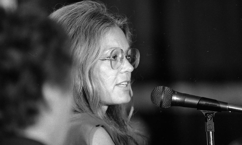 gloria steinem speaking at the 1984 democratic national convention held at moscone center in san francisco