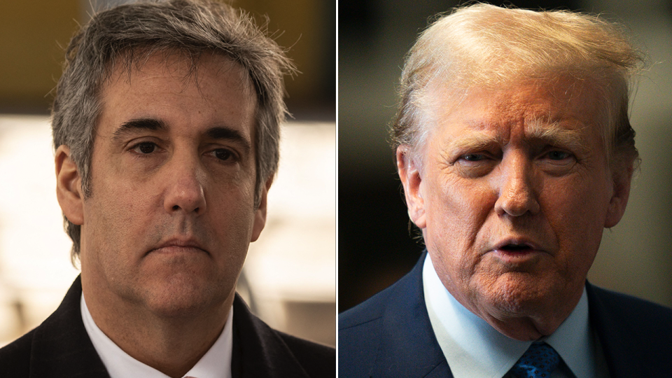 Michael Cohen, left; right: Donald Trump