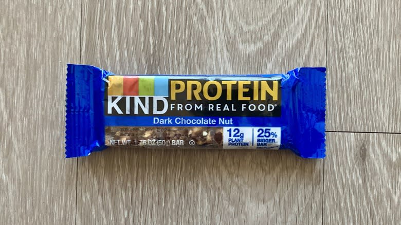 Kind protein bars on table