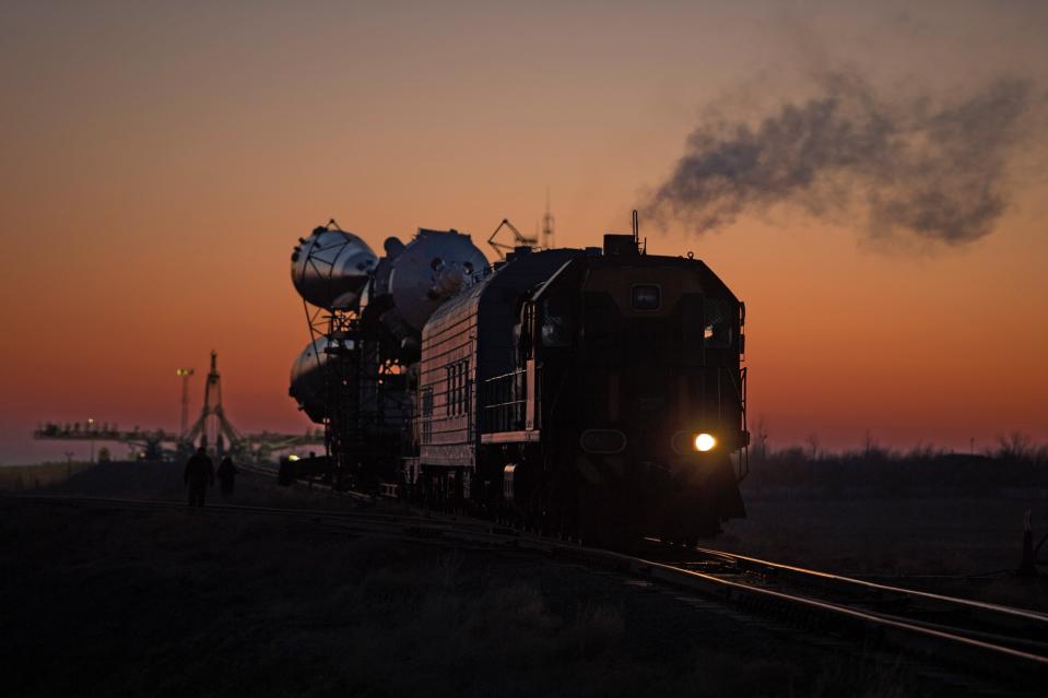 Expedition 34/35 Soyuz Rocket Prepared For Launch