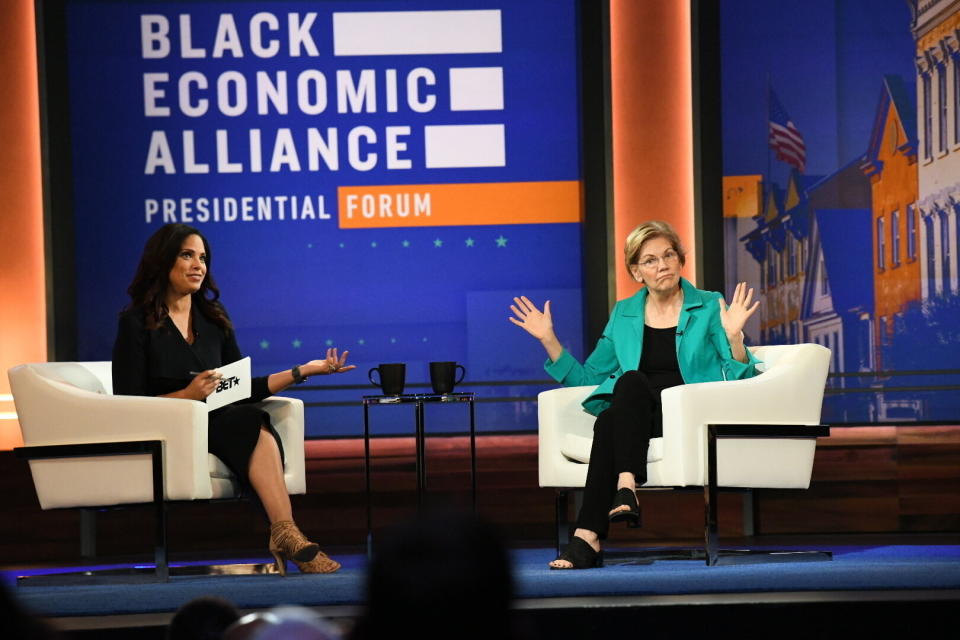 Sen. Elizabeth Warren speaks at a candidate forum on June 15, 2019, in Charleston, South Carolina, sponsored by the Black Economic Alliance. (Photo: ASSOCIATED PRESS)