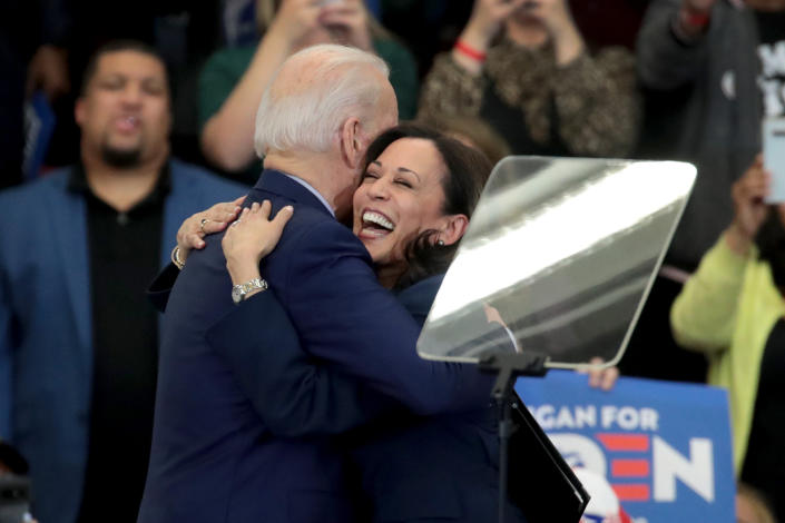 Kamala Harris hugs Joe Biden