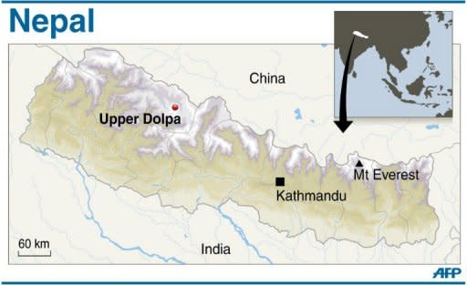 Map showing Upper Dolpa in Nepal