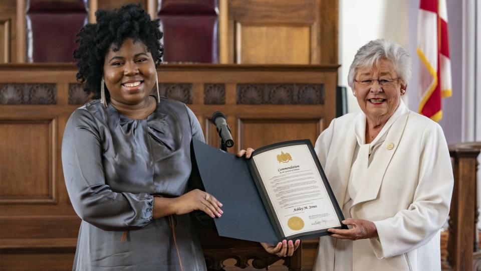 <div class="inline-image__caption"><p>Governor Kay Ivey hosted a ceremony in the Old House Chamber in The State Capitol for the incoming Poet Laureate for Alabama Ashley M. Jones on Dec. 1, 2021 in Montgomery, Alabama.</p></div> <div class="inline-image__credit">Hal Yeager/Governor’s Office</div>