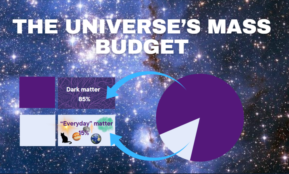 A pie chart showing how much dark matter outweighs 