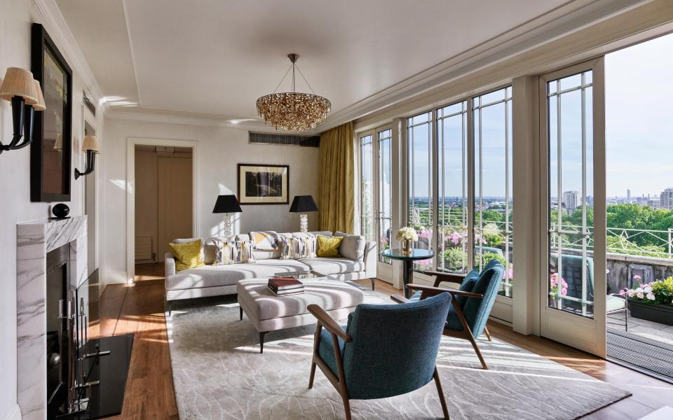 The living room of the Terrace Penthouse at The Dorchester