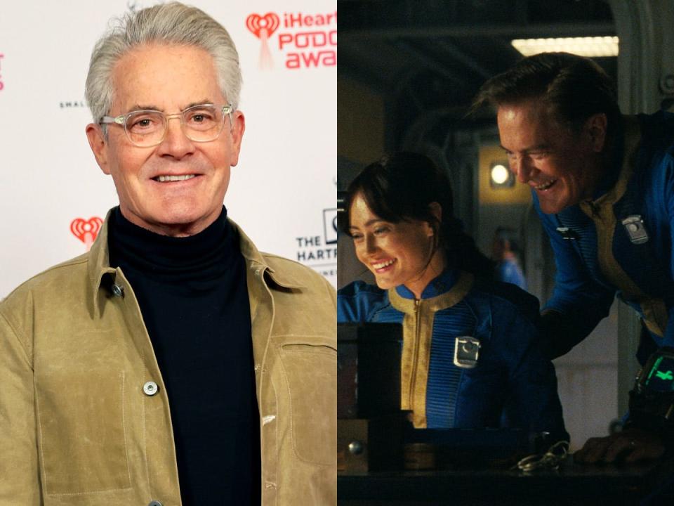 Kyle MacLachlan attends the 2024 iHeartPodcast Awards at SXSW, and as Hank MacLean with Ella Purnell as Lucy MacLean.