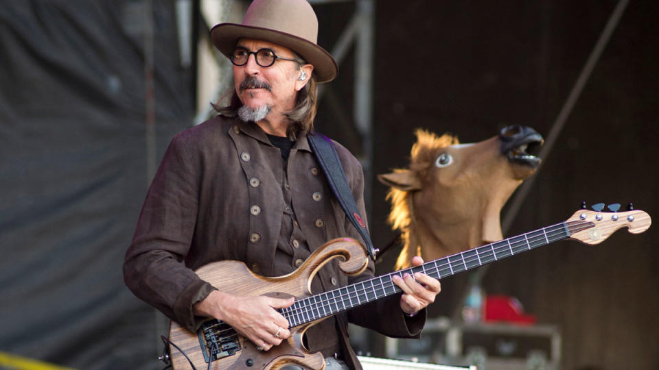 Les Claypool performs with The Claypool Lennon Delirium at the Beale Street Music Festival in Memphis, Tennessee on May 5, 2019