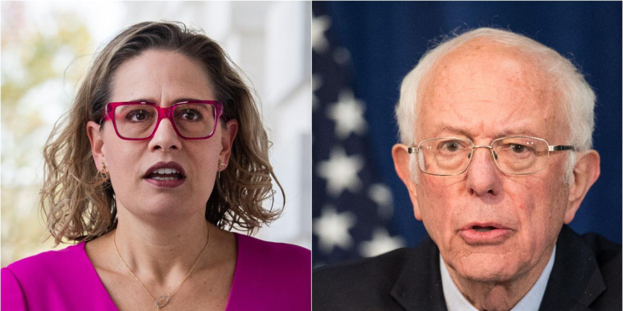 Arizona Sen. Kyrsten Sinema and Vermont Sen. Bernie Sanders