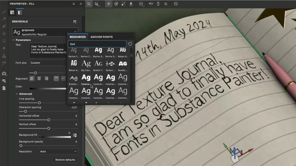 A screenshot of a notebook with text made in Adobe Substance 3D Painter