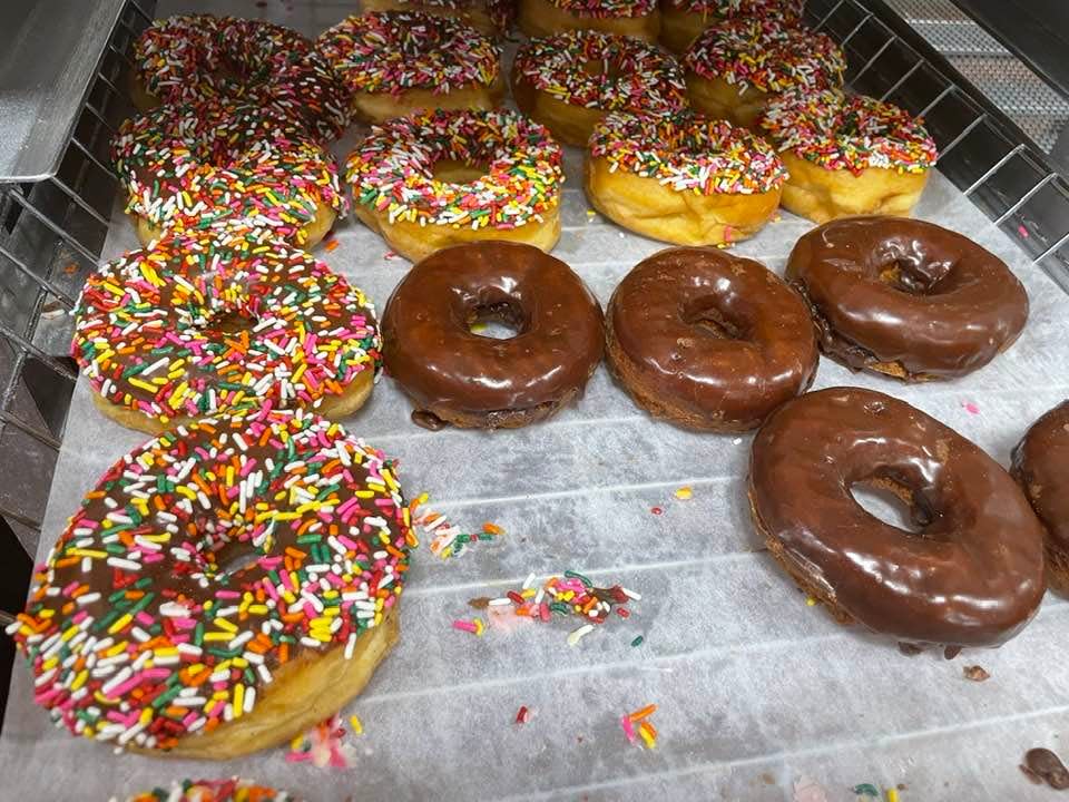 Some of the donuts at Dixie Donuts, which they make fresh daily.