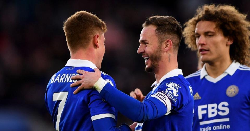 Harvey Barnes and James Maddison celebrate for Leicester Credit: Alamy