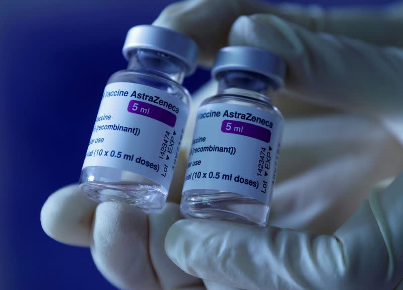 A doctor shows vials of AstraZeneca's COVID-19 vaccine in his general practice facility, as the spread of the coronavirus disease (COVID-19) continues, in Vienna, Austria