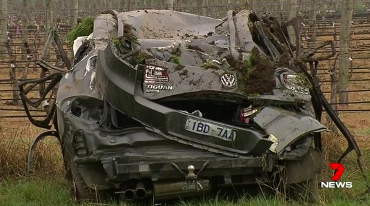 Cooper was thrown from the stolen Volkswagen during the high speed crash.