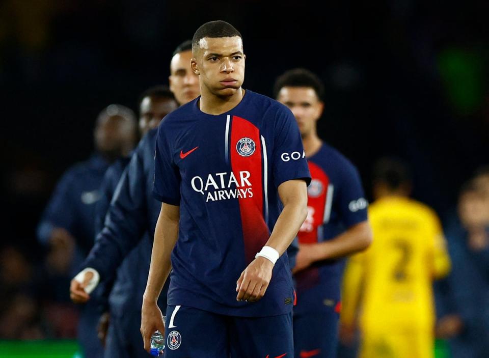 Mbappe was largely marked out of the game as Barcelona claimed an away win  (Reuters)