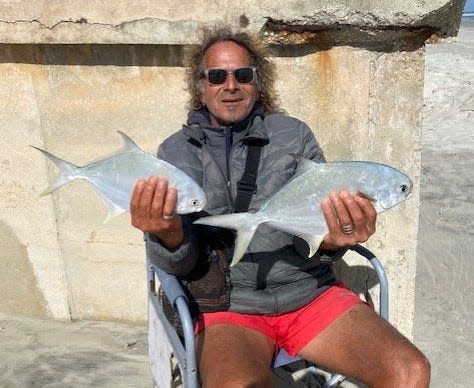 Earlier this week, Marco Pompano (and his pompano) had to gather behind a damaged sea wall to escape the cool winds.