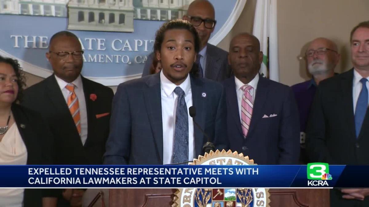 Expelled Tennessee Lawmaker Justin Jones Visits Calif Capitol 