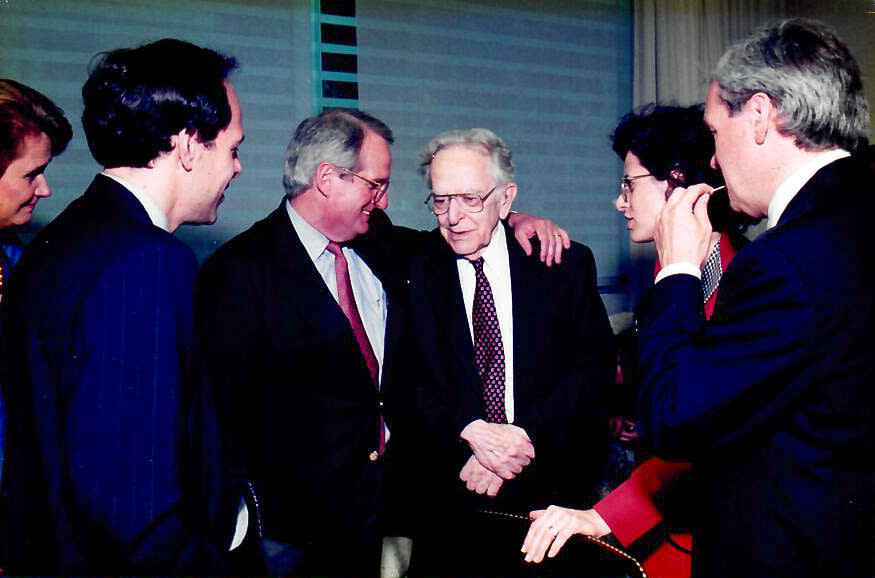 Jim Ziglar, center left, clerked for Justice Harry Blackmun, center right, in 1972-1973, the session in which Blackmun wrote the landmark majority decision for Roe v. Wade. (Courtesy Jim Ziglar)