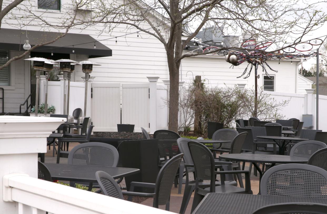 Red's Alehouse's patio is pictured Tuesday, April 16, 2024 in North Liberty, Iowa
