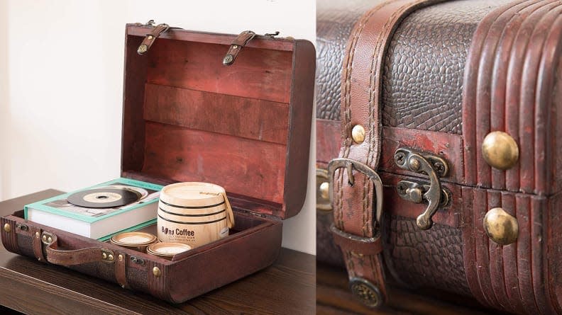 This suitcase isn't built for travel or longterm storage, but it's a cute way to keep your displayable knick-knacks tidy.
