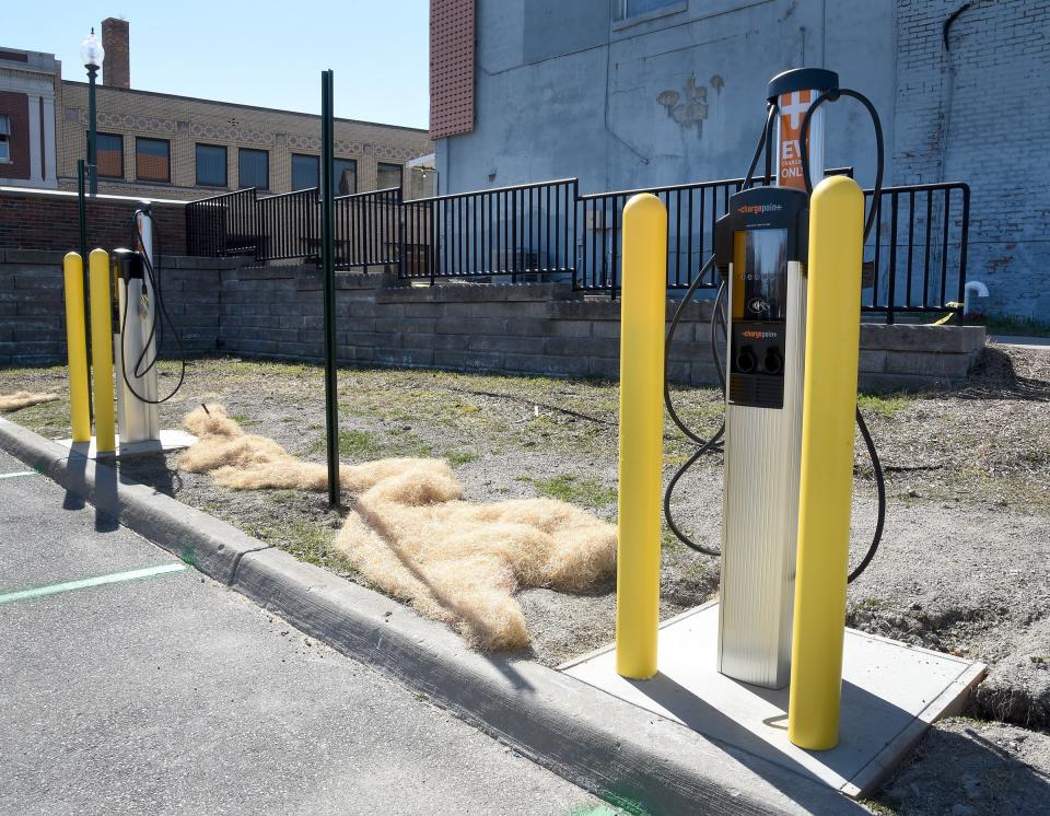 New electric vehicle stations are at the east end of the Riverfront Parking Lot, nearest South Monroe Street, and are accessible via the West Front Street entrances.