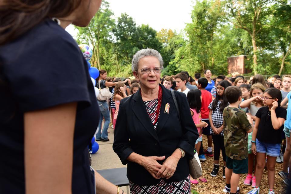 Assemblywoman Mila Jasey, at a ribbon cutting for Millburn's new school for fifth graders in 2017.