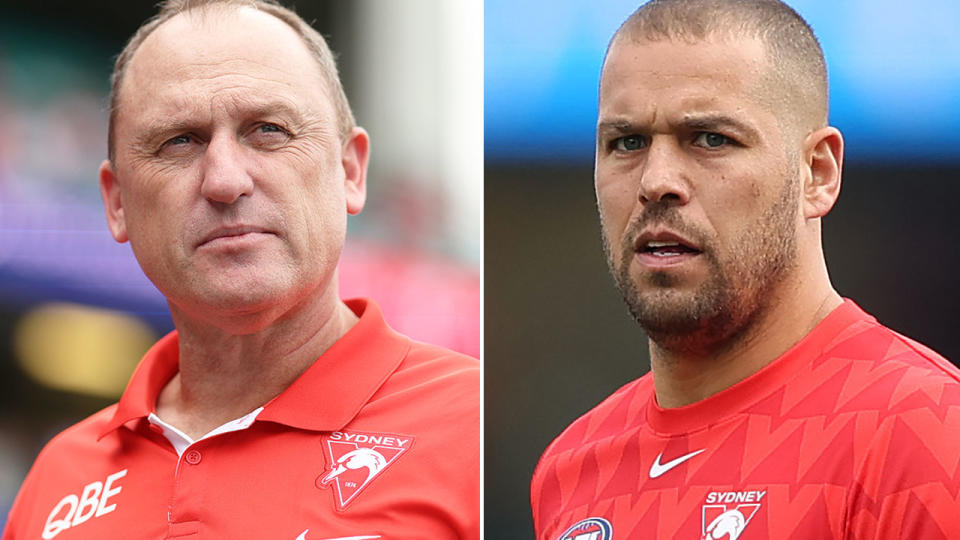 Pictured left to right, Sydney coach John Longmire and Buddy Franklin.