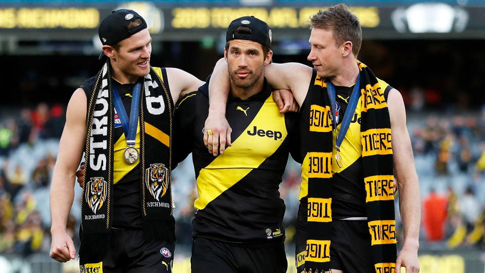 Pictured in the middle is now retired Richmond defender Alex Rance.