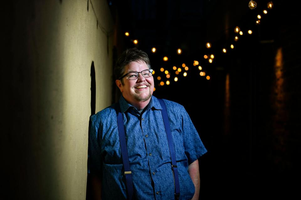 Bex Miller poses for a portrait outside of Underground Coffee/ Alchemy Comedy in downtown Greenville, S.C., on Friday, June 30 , 2023.