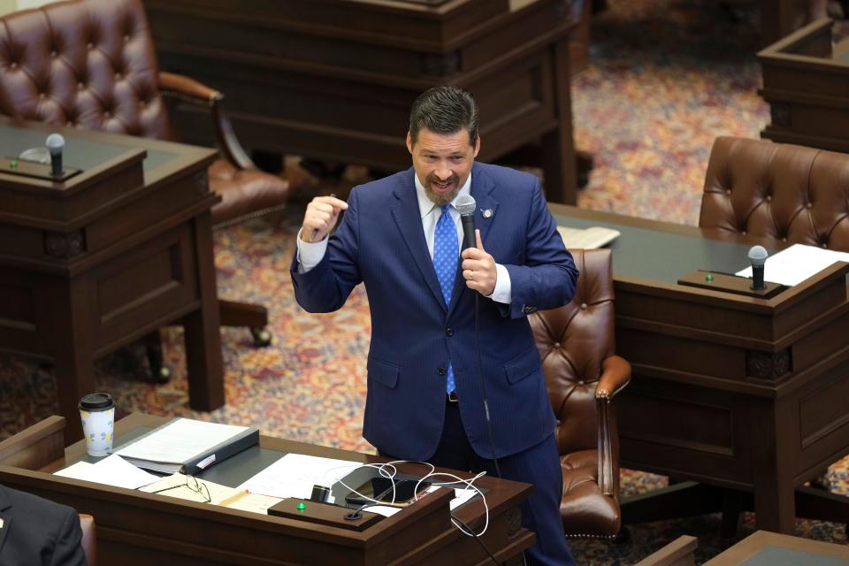 Sen. Shane Jett speaks during a special session of the Oklahoma Senate in July.