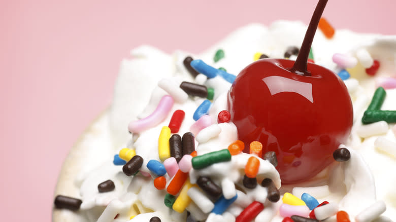 closeup of sundae toppings