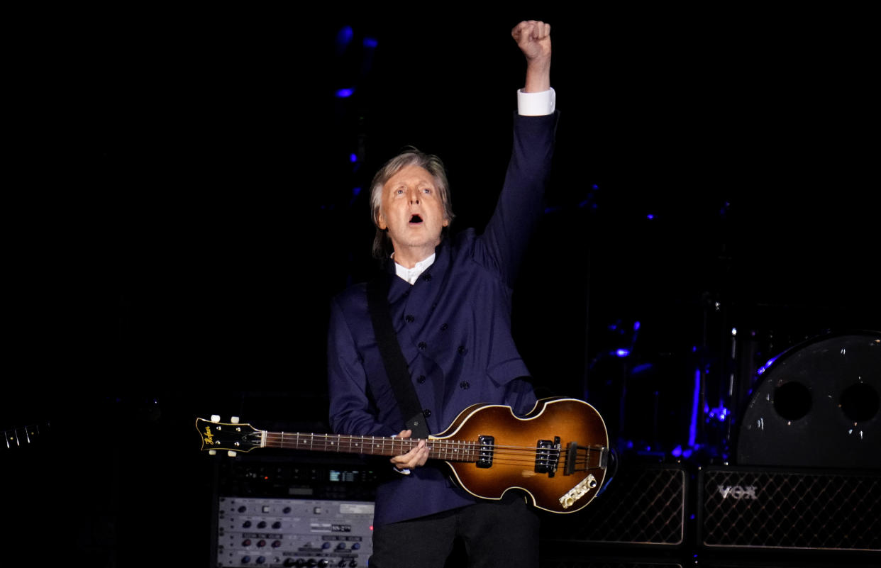 Inglewood, CA - May 13:  Paul McCartney performs during his Got Back tour at SoFi Stadium in Inglewood on Friday, May 13, 2022. (Photo by Keith Birmingham/MediaNews Group/Pasadena Star-News via Getty Images)