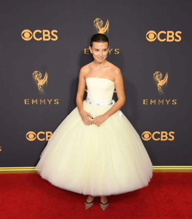 Actress Millie Bobby Brown arrives for the 69th Emmy Awards